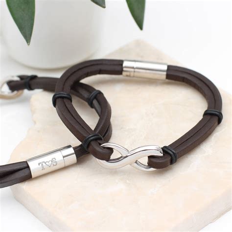 leather infinity bracelet for men|More.